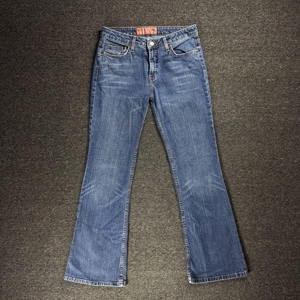 Mossimo Mississue Bootcut Jeans Juniors 9 Whiskered Blue Denim Mid Rise Y2K Vibe